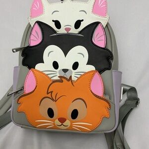 Rare Stacked Cats Marie Figaro Oliver Loungefly Disney Mini Backpack